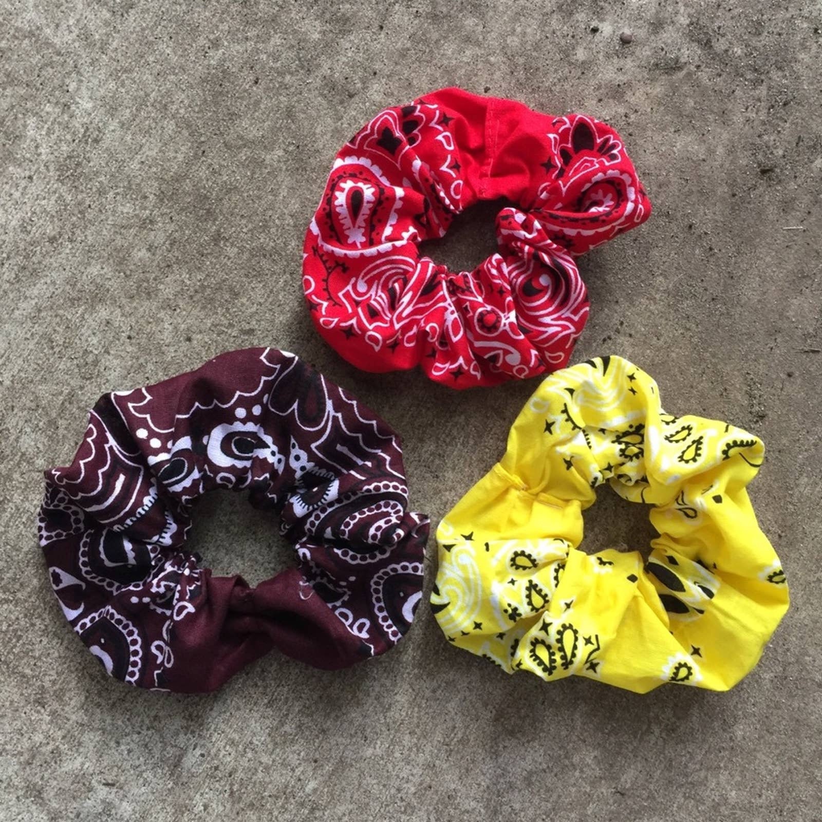 Set Of 3 Handmade Oversized Bandana Scrunchies Etsy