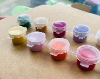 Filled 3ml Paint Pots Strip: Non-Toxic Waterbased Paints