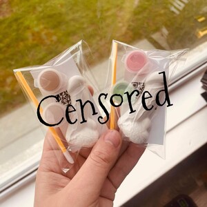 May include: Two clear plastic bags containing white ceramic figurines, paint pots, and paintbrushes. The paint pots are brown, pink, and green. The bags are labelled "Censored".