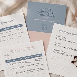 Medical Paperwork Organizer | Medication List, Appointment Tracker (PDF)