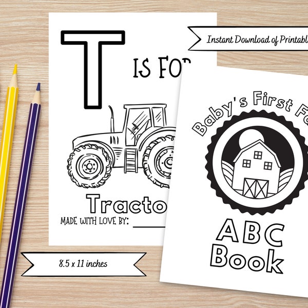 Farm ABC Coloring Book for Baby Shower