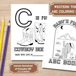 Libro da colorare Western Cowboy ABC per il gioco Baby Shower