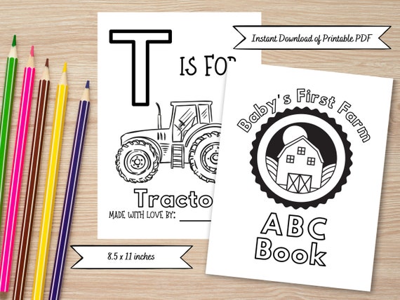 Farm ABC Coloring Book for Baby Shower