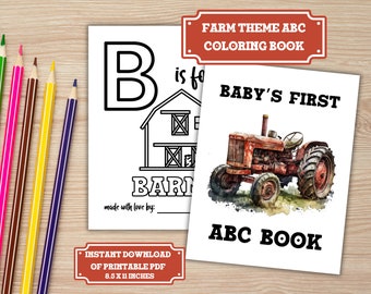 Farm ABC Coloring Book Guestbook for Baby Shower