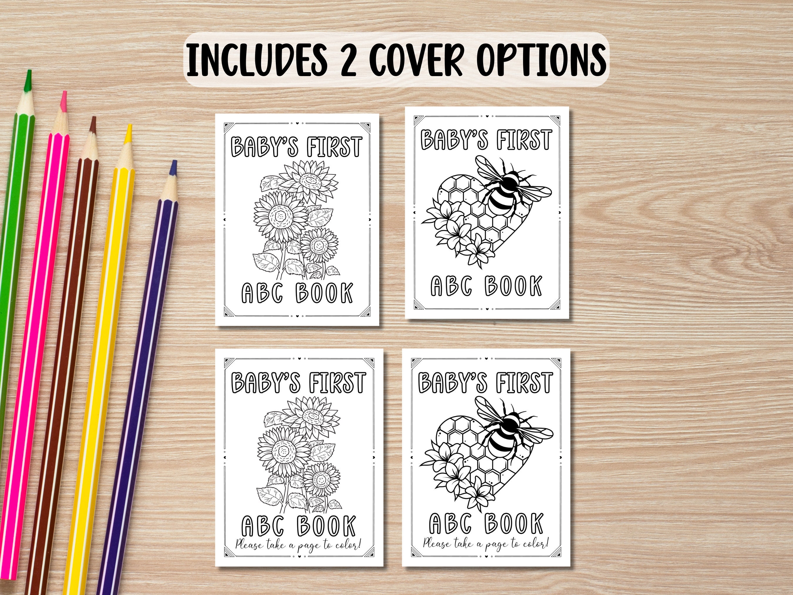 Baby in Bloom / Mama to Bee ABC Coloring Book for Baby Shower Game - Etsy