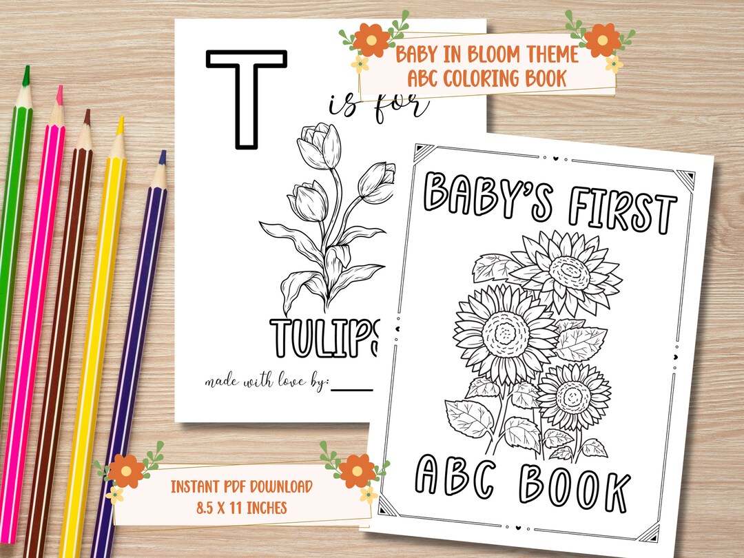 Baby in Bloom / Mama to Bee ABC Coloring Book for Baby Shower Game - Etsy
