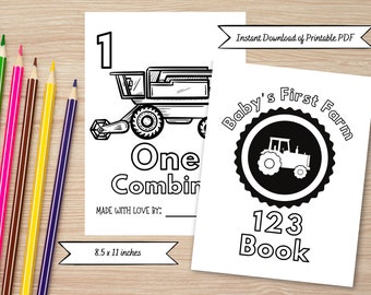 Farm 123 Coloring Book for Baby Shower