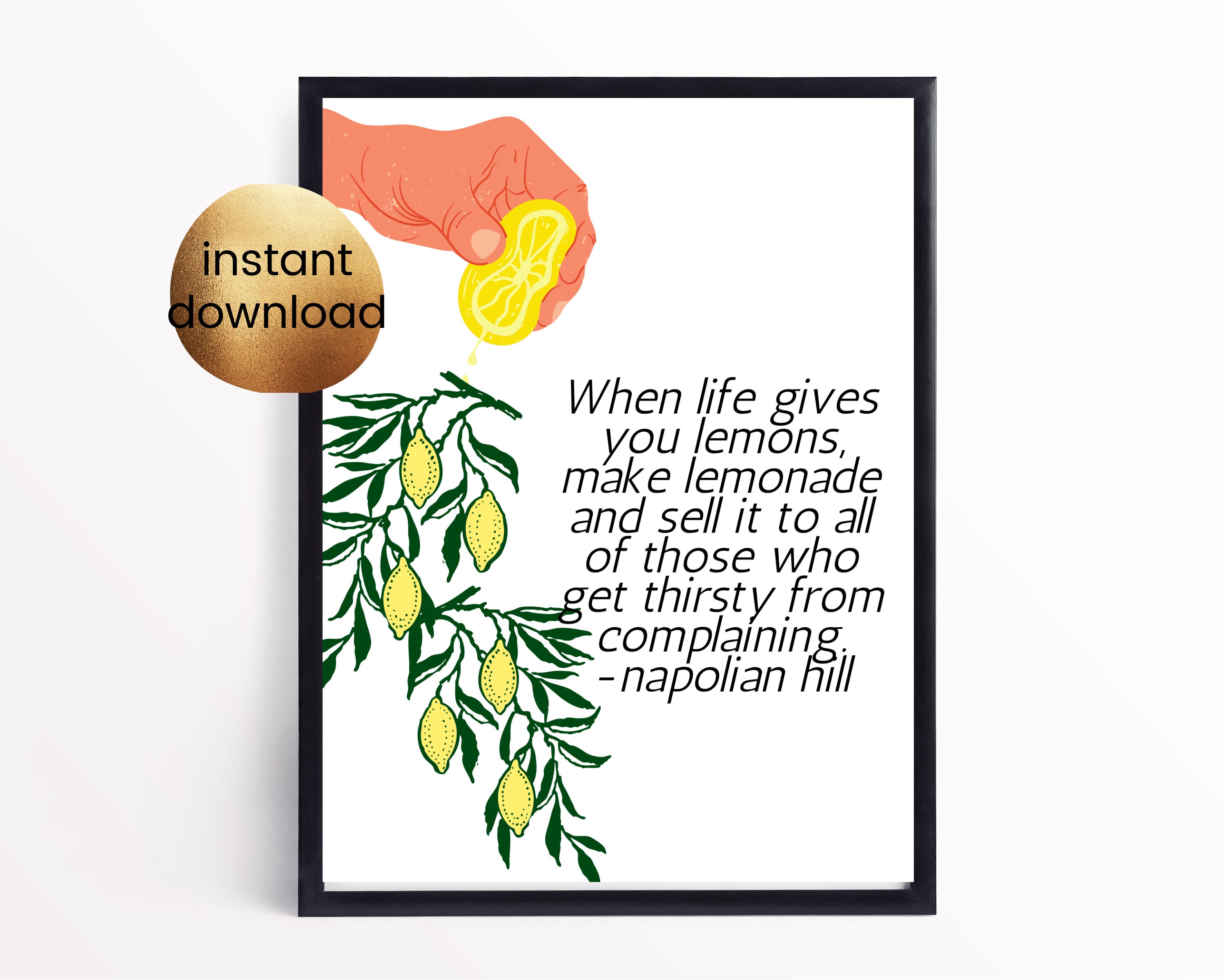 Lemon tree lemons quote wall art inspirational wisdom Etsy