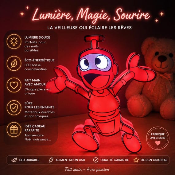 Lampe LED Robot Personnalisée Veilleuse Enfant Décoration Chambre Lumière USB Télécommande Cadeau Original Enfant