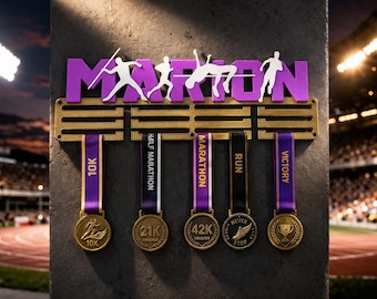 Personalized marathon medal holder, running medal rack, sports decoration, runner gift, medal storage