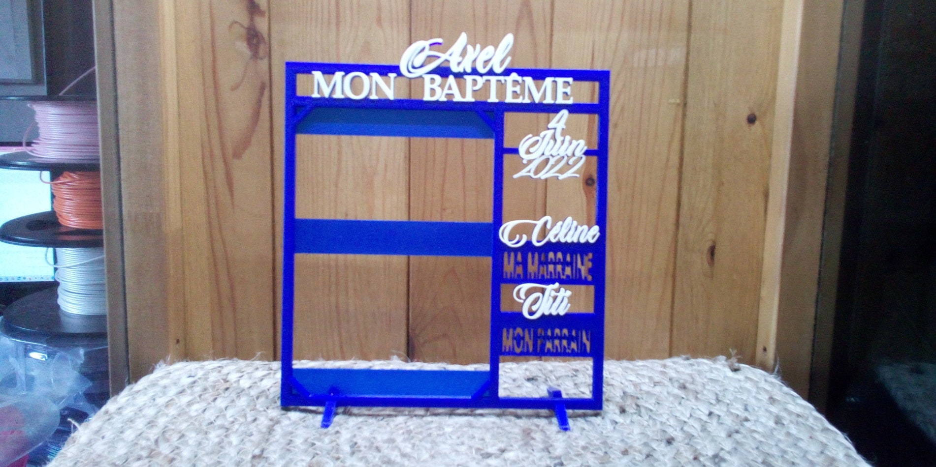 Cadre Photo Baptême Personnalisable Valenti Argenti 13x18 Cm – Lettres Bois Miroir Argent – Souvenir Élégant Et Unique