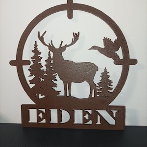 Personalized deer and duck wall decoration – Hunter gift – Forest sign with first name – 3D printing