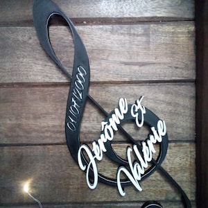 customizable treble clef with first name / wall decoration