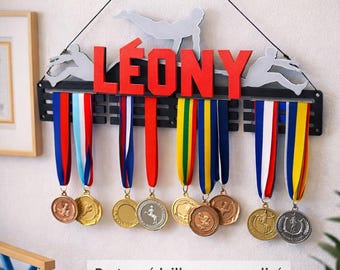 Personalized gymnastics medal holder, gym medal rack, sports wall decoration, sports medal storage, 3D printed
