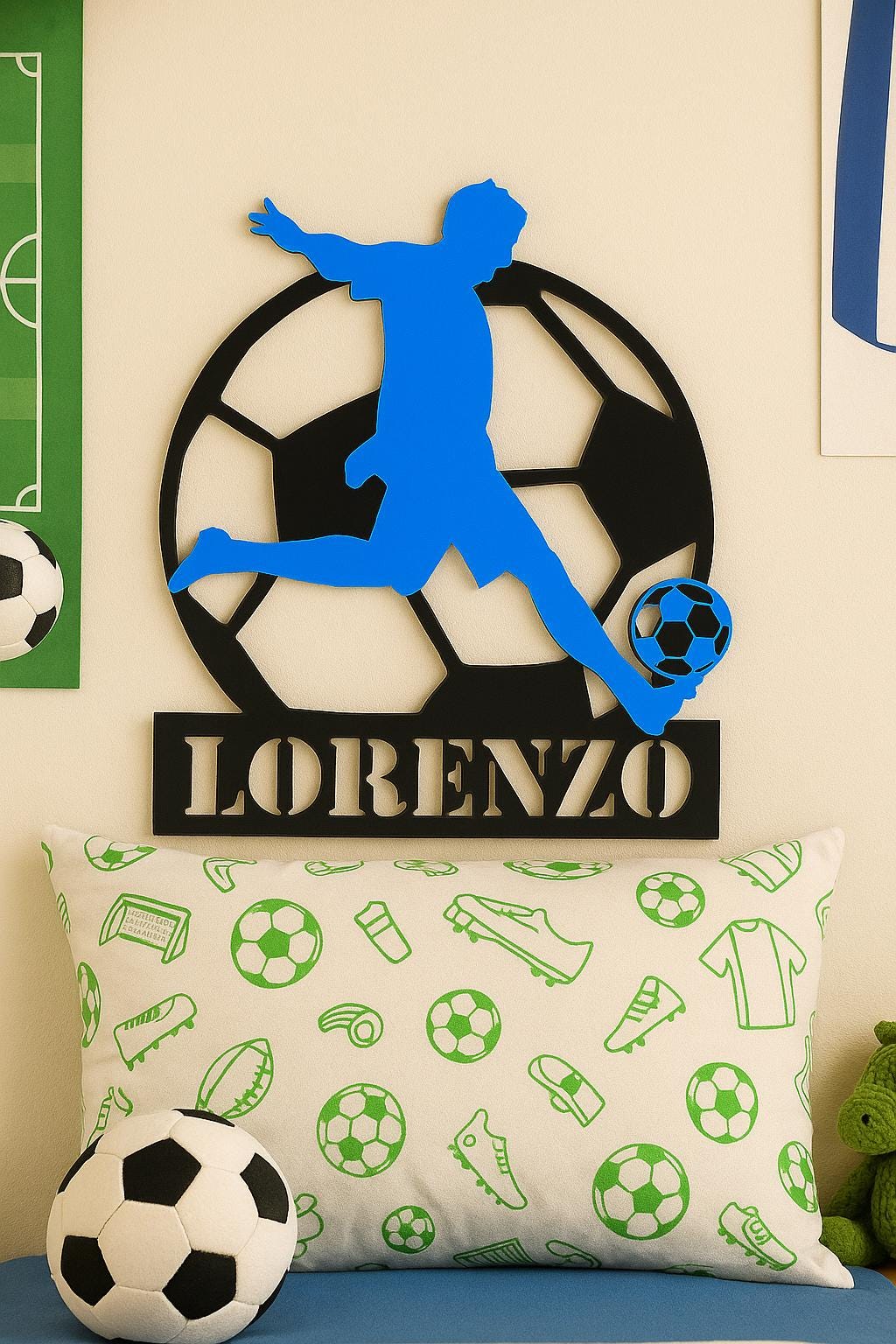 Affiche murale deco, sport, football, foot, match, ballon, aquarelle, art moderne, cadeau, poster, impression, 21x29,7cm (A4) - Décoration