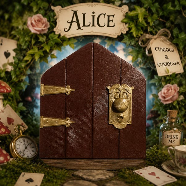 Alice Decorative Door – Talking Lock – 3D Wall Decoration – Model 10 / 15 / 20 cm – Handcrafted 3D Printed