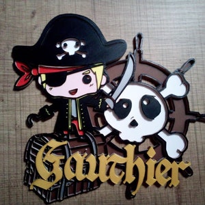 Decorative door sign / pirate theme / with first name