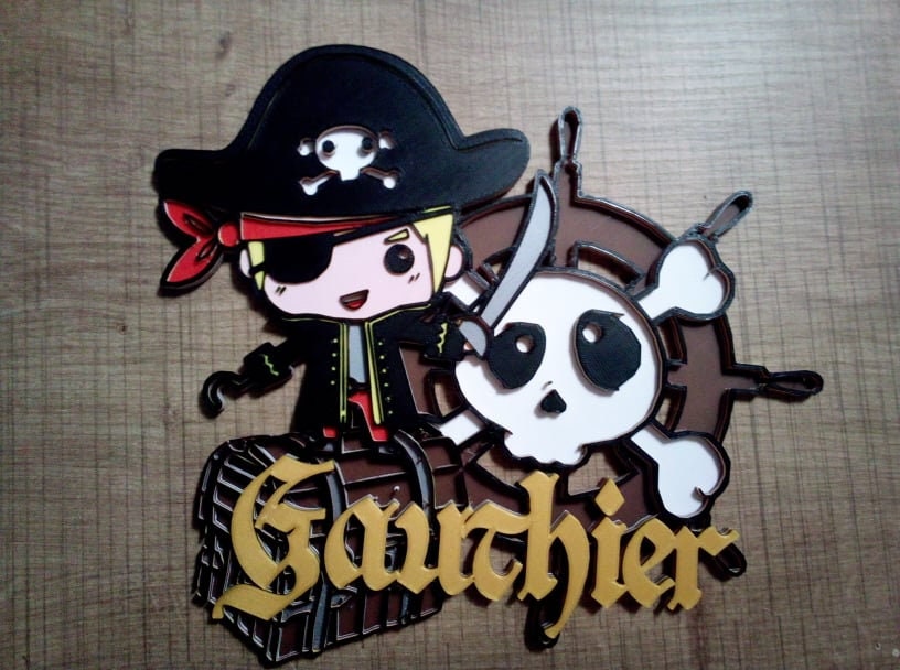 Plaque de Porte Décorative/Thème Pirate avec Prénom