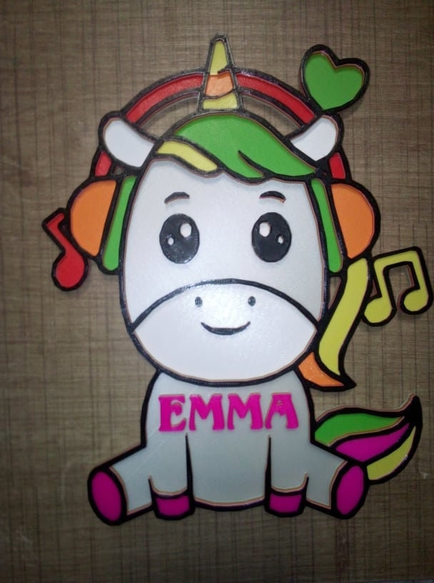 Plaque de Porte Decorative Theme Licorne avec Prenom