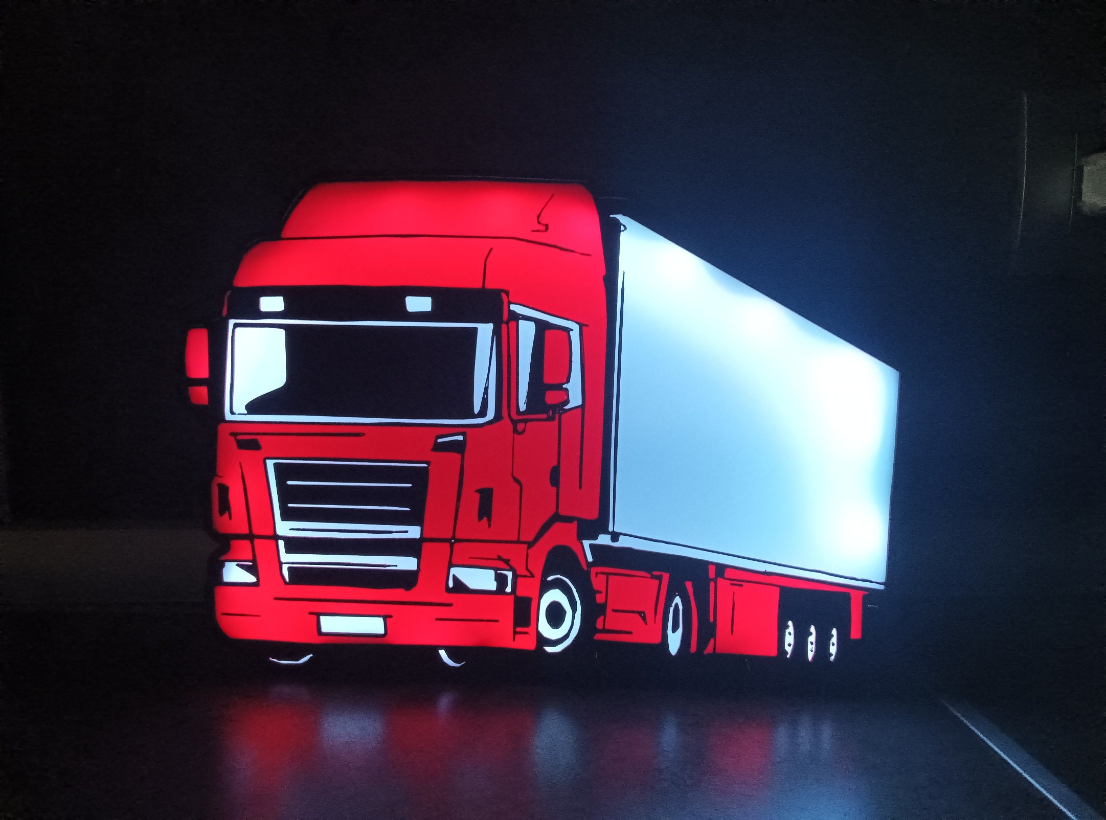 Namensschild LKW Trucker Kabine Innen graviert USB Led Licht, 9