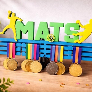Personalized Handball Medal Holder with Name | Sports Medal Display | Handball Room Decoration | Children's Sports Gift
