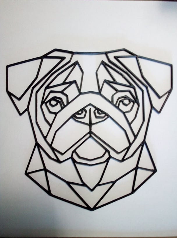 Decoration Murale/Origami Modèle Chien Carlin.