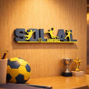 Gepersonaliseerde handbal naamdecoratie – Sportieve wandplaat voor kinderen – Handbal naamdecoratie voor de kamer van een handbalspeler, sportcadeau