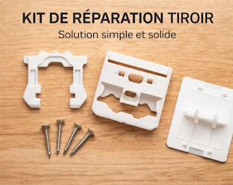 Kit réparation fixation façade tiroir cuisine | Solution solide pour tiroir cassé | Pièce renfort tiroir meuble cuisine