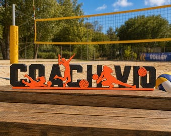 Personalized volleyball name decoration, volleyball sports plaque, sports gift, embossed name, wall or table decoration