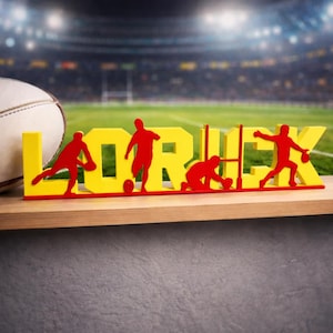 Décoration prénom rugby personnalisé | Plaque prénom enfant rugby | Décoration chambre rugby | Cadeau joueur rugby