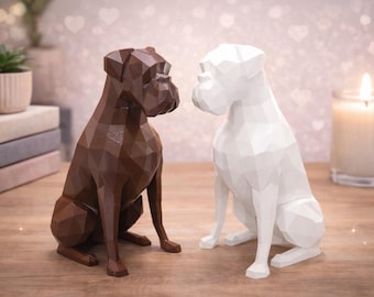 Geometric Boxer Statue – Modern 3D Printed Decoration