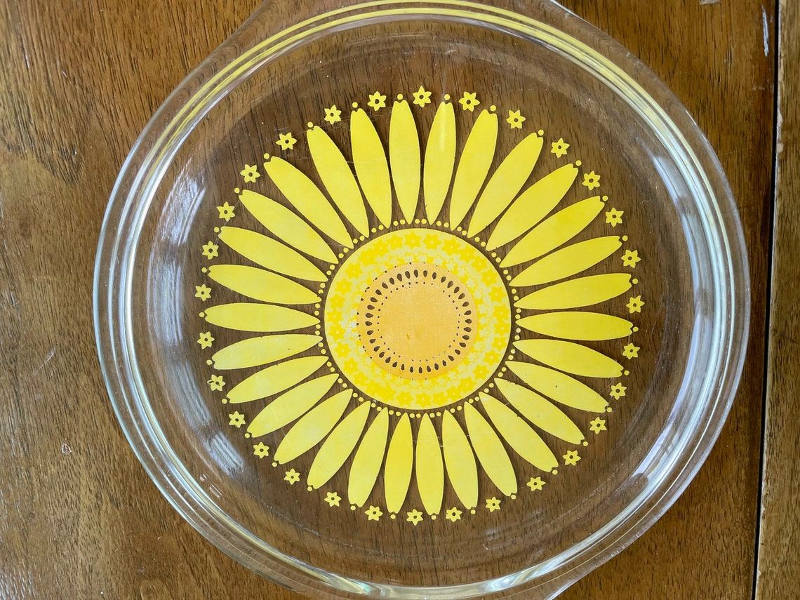 Set of 3 VTG PYREX Sunflower Daisy Flower Yellow Orange Clear Etsy