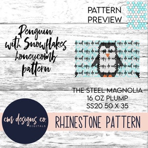 Penguin Rhinestone Tumbler_Snowflake Pattern_Penguin Pattern_Penguin Template_ss20_16 oz plump_Winter Pattern_Rhinestone Pattern_Template