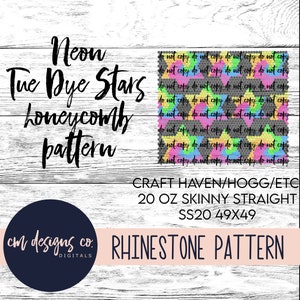 Tie Dye Neon Stars Rhinestone Pattern_Rhinestone Pattern_Rhinestone Template_ss20_20 oz skinny straight_Tumbler Pattern_Tumbler Template