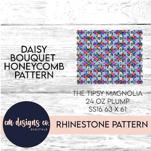 Daisy Bouquet Rhinestone Pattern_Daisy Rhinestone Pattern_Honeycomb Pattern_Rhinestone Template_Tumbler Template_ss16_24 oz plump_Daisy