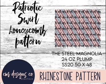 Patriotic Swirl Rhinestone Pattern_Rhinestone Pattern_Rhinestone Template_ss20_24 oz plump_Patriotic_Stars and Stripes_Rhinestone Tumbler