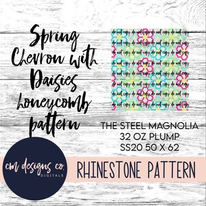 Spring Chevron with Daisies Rhinestone Pattern_Rhinestone Pattern_Rhinestone Template_ss20_32 oz plump_Spring Pattern_Rhinestone Tumbler