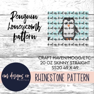 Patrón de diamantes de imitación de pingüino_Patrón de diamantes de imitación_Pingüino y copos de nieve_Penguin_nieve_ss20_20 oz skinny_Rhinestone Template_Pattern_Template