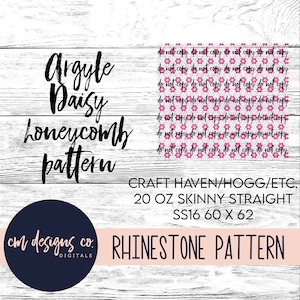 Argyle Daisy Rhinestone Pattern_Rhinestone Pattern_Heart Pattern_Daisy Template_ss16_20 oz skinny straight_Argyle Pattern_Argyle Template
