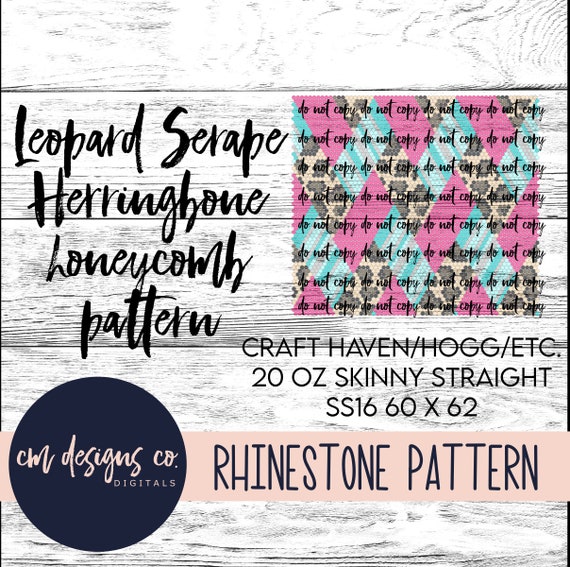 Leopard Serape Herringbone Rhinestone Pattern_Rhinestone Template_Rhinestone Pattern_Tumbler Template_ss16_20 oz skinny straight_Herringbone