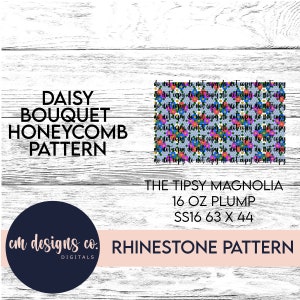Daisy Bouquet Rhinestone Pattern_Daisy Rhinestone Pattern_Honeycomb Pattern_Rhinestone Template_Tumbler Template_ss16_16 oz plump_Daisy