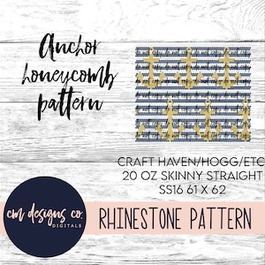 May include: A digital download pattern for a rhinestone design featuring an anchor and honeycomb pattern. The pattern is for 20 oz skinny straight tumblers, size SS16, 61 x 62. The text "do not copy" is repeated throughout the image.
