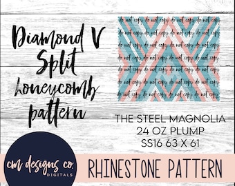 Diamant V Split Strasssteinmuster_Rhinestone Template_Rhinestone Pattern_V Split Strassmuster_24 oz rund_ss16_Diamantmuster_Diamantschablone