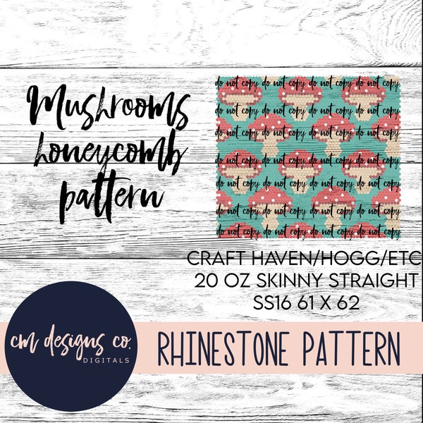 Mushroom Rhinestone Pattern_Mushroom Template_ss16_20 oz skinny straight_Mushroom Template_Mushroom Pattern_Rhinestone Pattern_Rhinestone