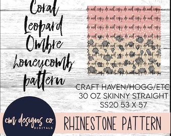 Leopard Ombre Rhinestone Pattern_Rhinestone Pattern_Rhinestone Template_Coral Leopard_Leopard Pattern_ss20_30 oz skinny_Leopard Tumbler