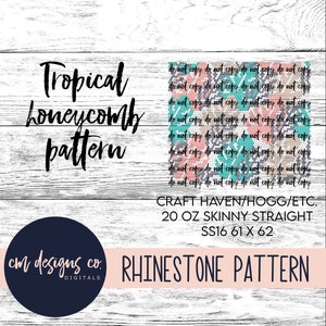 Tropical Rhinestone Pattern_Monstera Pattern_Tropical Pattern_Rhinestone Template_ss16_20 oz skinny_Tropical Leaves_Rhinestone Pattern