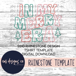 Rhinestone Design Template_Christmas Template_Tshirt Template_Hot Fix Rhinestone Template_ss10_Digital Download_Christmas Tshirt_Rhinestone