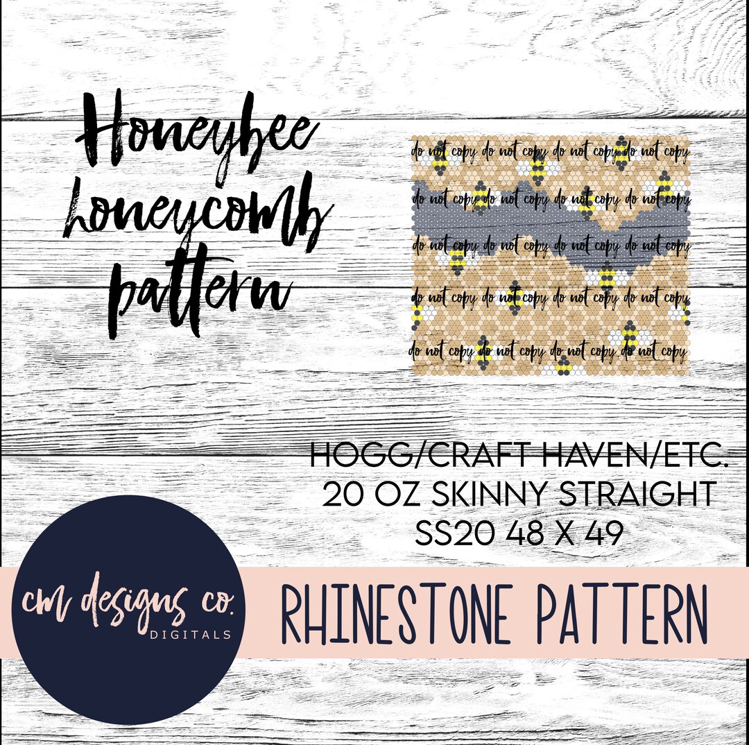 Bee Rhinestone Pattern_honey Rhinestone Pattern_honeycomb Pattern ...