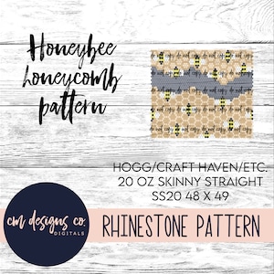 Bijenstrass-patroon_Honingstrass-patroon_Honingraatpatroon_strass Template_Tumbler Template_ss20_20 oz skinny straight_Pattern