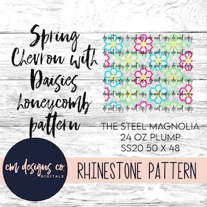 Spring Chevron with Daisies Rhinestone Pattern_Rhinestone Pattern_Rhinestone Template_ss20_24 oz plump_Spring Pattern_Rhinestone Tumbler